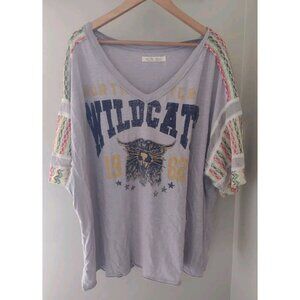 Free People Wildcat Tee - Light Gray with Multicolor Accents